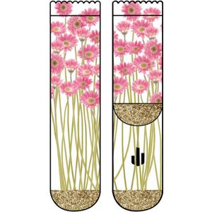 Sock My Feet Pink Sunflowers - 36-38- damessokken - naadloos - Moederdag - cadeau
