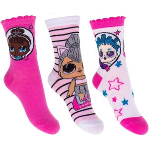 LOL Surprise 3 paar Sokken Let's be Friends - roze / wit - maat 27/30
