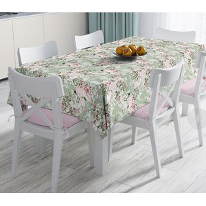 Tafelkleed 135x260 Bedrukt Velvet Textiel - Pastel Roze Bloemen - De Groen Home