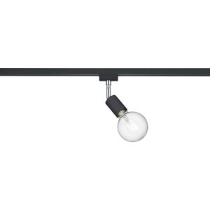 LED Railverlichting - Track Spot - Torna Dual Dolla - 2 Fase - E27 Fitting - Rond - Mat Zwart - Aluminium