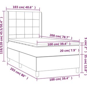 VidaXL Boxspring Matras Fluweel Donkerblauw 100x200 cm