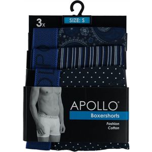 Apollo Boxershort Heren Katoen Navy 3 Stuks Maat S