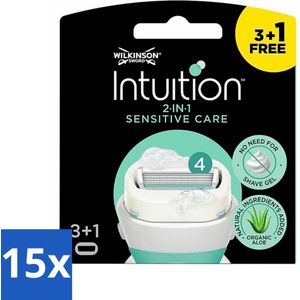Wilkinson Sword - Navulmesjes - Intuition 2-in-1 Sensitive Care - Voor Gevoelige Huid - 4 mesjes - Bulkverpakking - 15 stuks