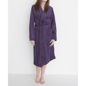 HnL Badjas Velours Uni - Vintage Purple - Maat XL