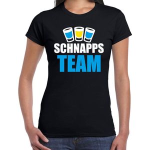 Apres ski t-shirt Schnapps team zwart  dames - Wintersport shirt - Foute apres ski outfit/ kleding/ verkleedkleding XS