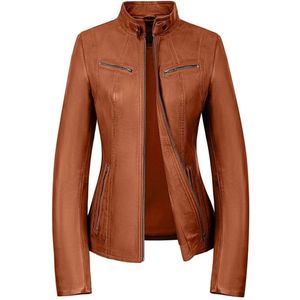 Versano Tulsa Leren Dames Bikerjack Dames Jas L - Cognac