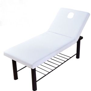 Massagetafelhoes met gezichtsgat - platte massagetafelhoes - polyester - Wit - massagetafelhoes - elastische koordrand, antislipontwerp - passend massagebankhoes voor schoonheidssalon en spa