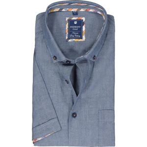 Redmond regular fit overhemd - korte mouw - Oxford - blauw - Strijkvriendelijk - Boordmaat: 45/46