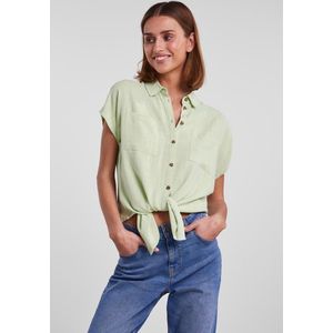 Pieces Blouse Pcvinsty Ss  Tie Shirt 17124357 Gleam Dames Maat - M