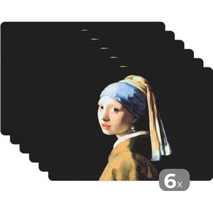 KitchenYeah - Placemats - Schilderij - Meisje met de parel - Vermeer - Oude meesters - Placemat - Onderleggers - Onderleggers placemats - 45x30 cm