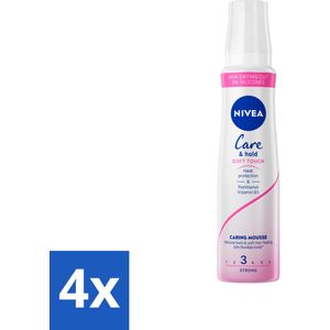4 x NIVEA - Haarschuim - Verzorging & Stevigheid Zachte Aanzet - 24 Uur Lang Bescherming - 250 ml - Haar Mousse - Natuurlijke Styling - Volume - Verzorging - Panthenol