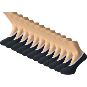 12 paar Footies - SQOTTON - Platte naad - Zwart-Wit - Maat 35-38