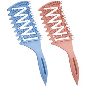 Haarstyling Kam - Creatief Design - Set van 2 - Roze en Blauw - Kunststof