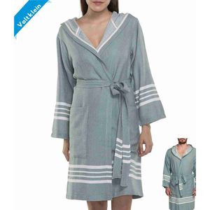 Lalay - Hamam Badjas Sun - almond green - XL - dames badjas - sauna badjas - korte badjas - badjas met capuchon - dunne badjas
