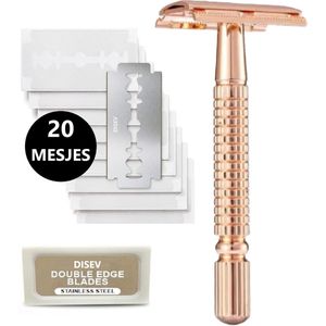 DISEV - Wellshave Safety Razor Zwart - Scheermesjes - RVS - 20 Scheermesjes - Vrouwen & Mannen - Scheermes - Veiligheidsscheermes - Double Edge - Single Blade