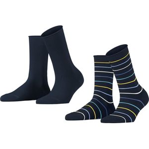 Esprit Multi Stripe 2-Pack Dames Sokken - Blauw - Maat 35-38