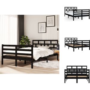 vidaXL Bedframe Grenenhout - Moderne slaapkamer - 205.5 x 126 x 100 cm - Kleur- zwart - Bed