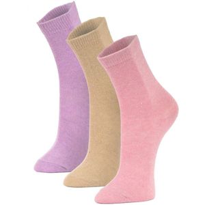 Alpaca-wollen sokken (Maat 36-41) - 3 Paar - Dun - Roze/Paars/Zand - American Alpaca - Vrouwen