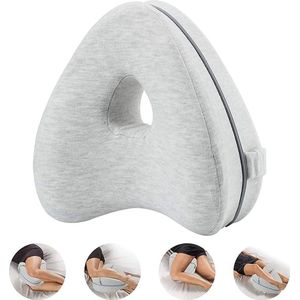Beenkussen Kniekussen Ergonomisch Zijslaper Kussen met Optimaal Memory Foam Kussen voor Zijslapers Positioneringskussen met Afneembare en Wasbare Cover (Lichtgrijs, Harttype)