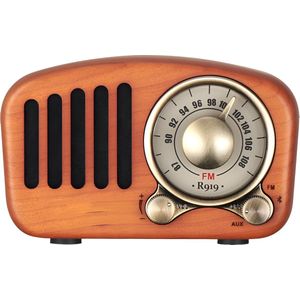 Somstyle Vintage Mini Draagbare Speaker - 11.2 x 6.8 x 5 CM - Retro Radio - Bluetooth 4.2 - Walnoothout - Met Subwoofer - Luidspreker - Bruin