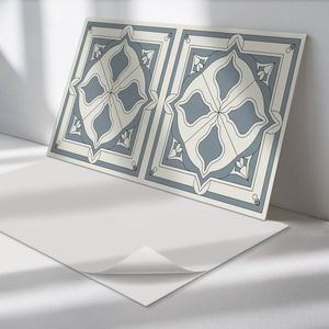 Wallfluent Vinyl Wandpaneel - Bloemenpatroon op tegels PVC Muurpaneel - 120 cm x 60 cm - Grijs PVC wandpaneel - 1 stuk - Rechthoekig Wandbekleding Vinyl - Texturen Wandpaneel - Zelfklevende Wandbekleding - Wandpaneel Keuken en Badkamer