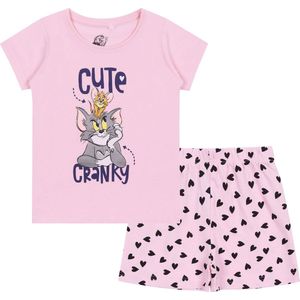 Roze kinderpyjama met korte mouwen en hartjes TOM EN JERRY