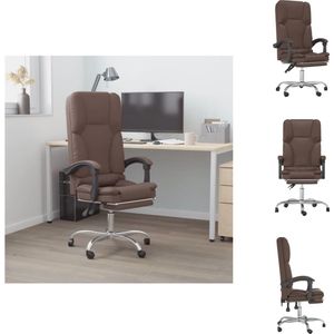 vidaXL Verstelbare Bureaustoel - Bruin Kunstleer - Massagefunctie - Stevig frame - 63 x 56 x (110.5-120) cm - Bureaustoel