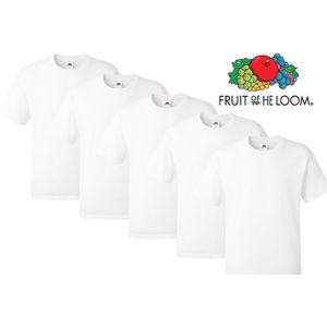 5 Pack Fruit of the Loom Original Heren T-Shirt 100% katoen Ronde hals - Maat M (WIT)
