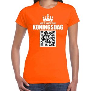 QR code shirt mijn plannen voor Koningsdag dames zwart - Koningsdag kleding / outfit L