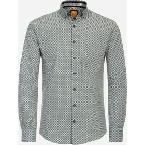 Redmond modern fit overhemd - popeline - groen dessin - Strijkvriendelijk - Boordmaat: 39 - 40