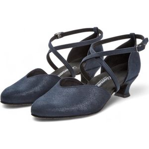 Diamant gesloten dames dansschoenen 170 - 013 - 537 - Fluweel Zilverglans - 4,2 cm Spaanse Hak - Gekruist hielbandje - Verstelbare drukknoopsluiting - Gesloten voorkant - Comfort voetbed - Stijldansen, Ballroom - Diamant - Blauw - 36
