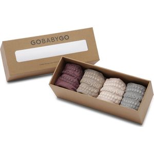 GoBabyGo Combo Box - bamboe antislip sokjes / Soft Pink, Grey Melange, Misty Plum, Sand - 6-12m / 17-19