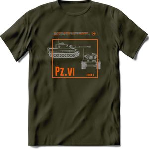 Tiger tank panzer 6 leger T-Shirt | Unisex Army Tank Kleding | Dames / Heren Tanks ww2 shirt | Blueprint | Grappig bouwpakket Cadeau - Leger Groen - S
