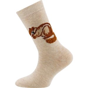Ewers Kindersokken Meisjes - Eekhoorn - Geborstelde Staart - Beige-Ecru & Bruin-35/38