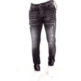 Stonewashed Slim-fit Heren jeans Stretch -DC-007- Zwart