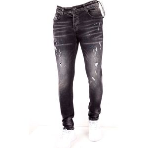 Stonewashed Slim-fit Heren jeans Stretch -DC-007- Zwart