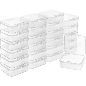 Klein Helder Plastic Opslag Containers met Klemdeksel (24x Pak) – L5,3 x B5,3 x H1,7 cm – Mini Pillen Doosjes, Kralen, Sieraden & Hobby Items