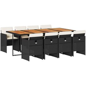 vidaXL Tuinset - Tuinsets - Loungeset - Tuintafel - 9-delige Tuinset poly rattan zwart