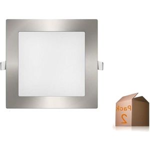 20 W 2000 lm vierkant 220 x 220 mm koud wit LED-paneel inbouw-downlight (2 stuks) met CCT dimbaar - nikkel super smal zilveren frame