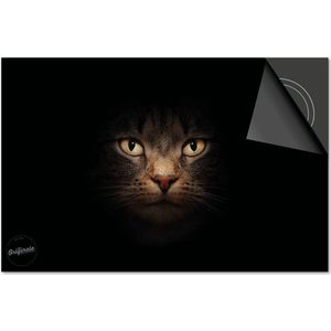 Inductie beschermer 76x51,5 - afdekplaat inductie mat - Dietrix Kookplaat beschermer - DELUXE - Dieren - Kat op zwart