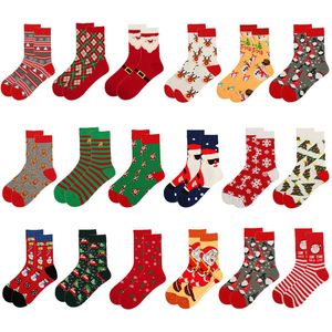 Kerstsokken - 17 Paar - Kerstpatronen - Christmas Socks - Warme Sokken - Perfect Kerstcadeau - Sokken - Kerst - Vakantie Katoenen Sokken - Voor Vrije Tijd, Thuis En Daten - Geschikt Voor Mardi Gras, Pasen, Verjaardagen, Kerstmis En Thanksgiving