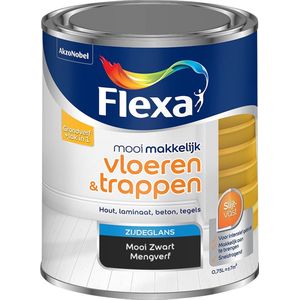 Flexa Mooi Makkelijk - Lak - Vloeren en Trappen - Mengkleur - Flexa Mooi Zwart - 750 ml