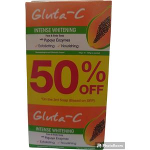 Gluta-C skin intense whitening papaya zeep, 3 x 55 gram