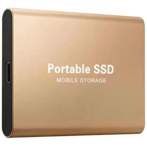 Portable SSD – Externe SSD – 2TB opslag – gouden SSD – inclusief USB C kabel – USB 3.1 – draagbare SSD – SSD harde schijf – externe harde schijf 2TB – SSD voor laptop – goud – geschikt voor Windows, Mac en Android