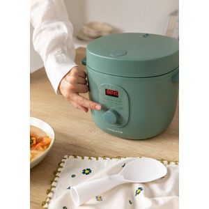 CREATE - Elektrische rijstkoker 2 L met stoommandje - uitneembare binnenkant - houdt warm - Sage - 400W - RICE COOKER STUDIO