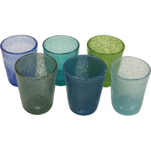 Memento-Originale gekleurde drinkglazen - 6-delige set - groen-blauw - 30 cl - handgemaakt