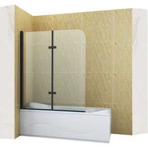 Silla Badwand Marion 100 x 140 cm - transparant glas - Zwart - Draaibaar - 5 mm dik
