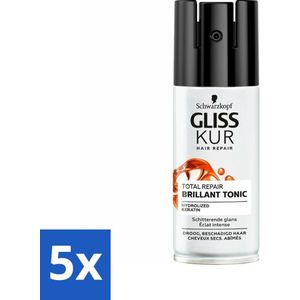 5 x Gliss - Total Repair Brilliant Tonic - Voor Droog en Beschadigd Haar - 100 ml - Keratine Haar - Schwarzkopf Gliss Total Repair