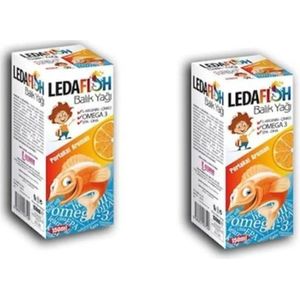 LedaPharma LedaFish Visolie Vitaminesiroop 2 Stuks Voordeelverpakking - 2x150(.ml) Kids Groeispurt | Balik Yagi Surup - Rijk aan Omega3 en Mineralen - Kids - HALAL - Helpt bij Groeispurt & Gezondheid | 2 x 150ml | Fish oil syrup for Kids