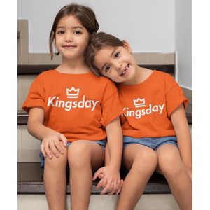Oranje Koningsdag T-Shirt Kind Kingsday (9-11 jaar - MAAT 134/140) | Oranje kleding & shirts | Feestkleding